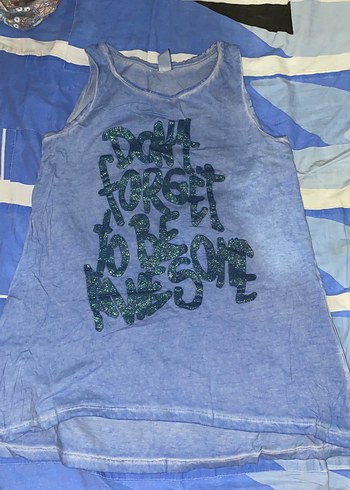 Kız Çocuk Kot Kolsuz Baskılı Tişört - Görsel 2