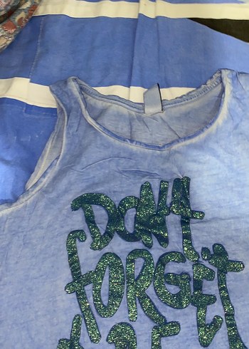 Kız Çocuk Kot Kolsuz Baskılı Tişört - Görsel 3