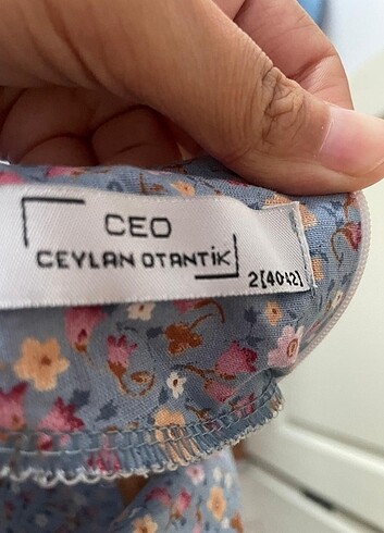 Ceylan Ceylan otantik mavi çiçekli pamuklu elbise