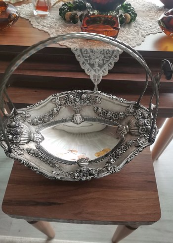 Beden gri Renk Vintage gümüş alpaka kaplı gondol şekerlik