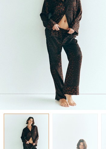 H&M Hm Leopar Desenli Saten Pijama Takimi