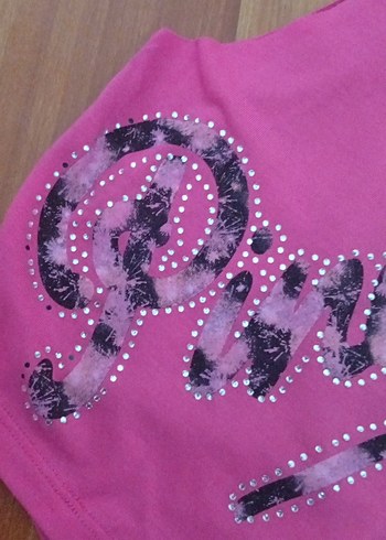 Pullu Pembe Kolsuz Kız bluz - Görsel 2