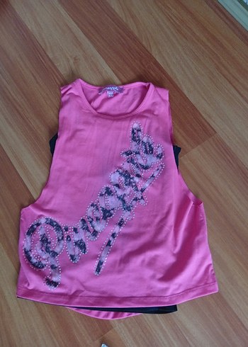 Pullu Pembe Kolsuz Kız bluz - Görsel 12