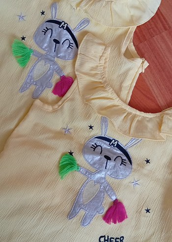 Kız Çocuk Sarı Fırfırlı Askısız Pamuklu Tişört - Görsel 3