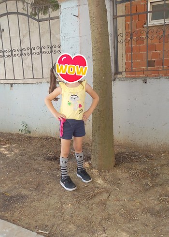 Kız Çocuk Sarı Fırfırlı Askısız Pamuklu Tişört - Görsel 5