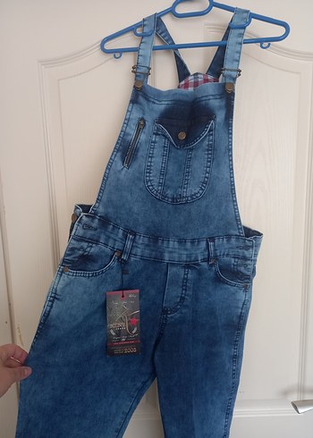 Renkli Batik Desenli Denim Tulum