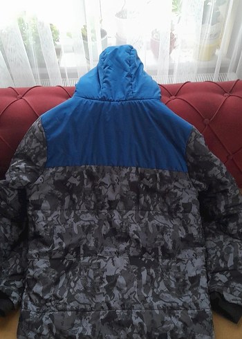 Erkek Çocuk Kapüşonlu Grili mavili Mont - Görsel 2