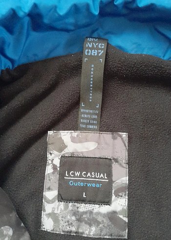 Erkek Çocuk Kapüşonlu Grili mavili Mont - Görsel 3