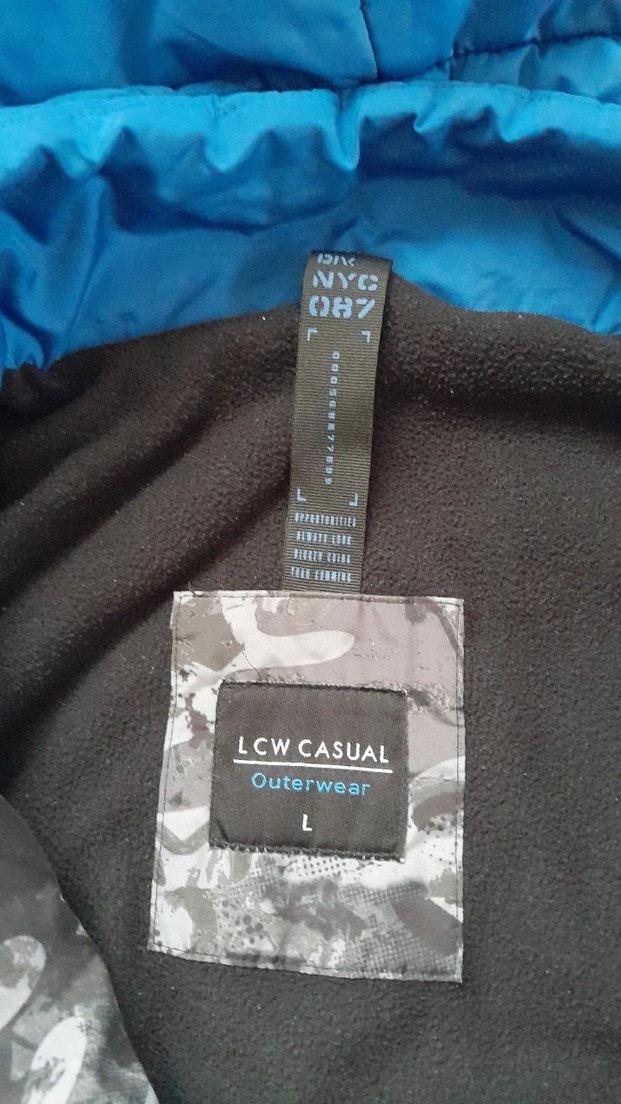 Erkek Çocuk Kapüşonlu Grili mavili Mont - Görsel 3