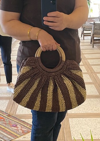 Diğer Kadın Kahverengi Örgü Bohem Çanta