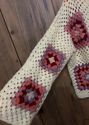 Bohem Çok Renkli Örgü Kadın Hırka - Görsel 2