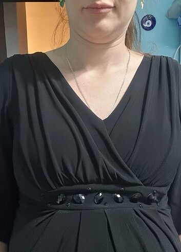 Diğer V Yaka Siyah elbise
