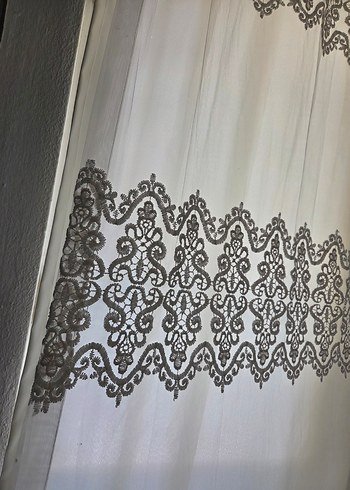 Diğer Nakışlı Beyaz Desenli Tül Perde