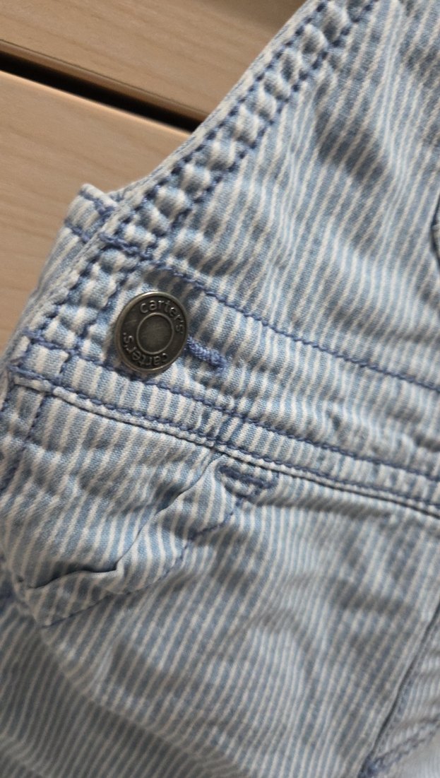 Çizgili Mavi Erkek Çocuk Denim Tulum - Görsel 5