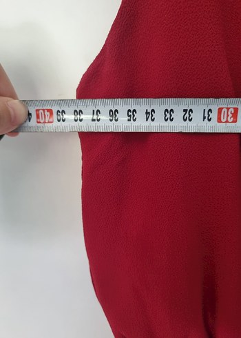 38 Beden kırmızı Renk Kırmızı V Yakalı Midi Elbise