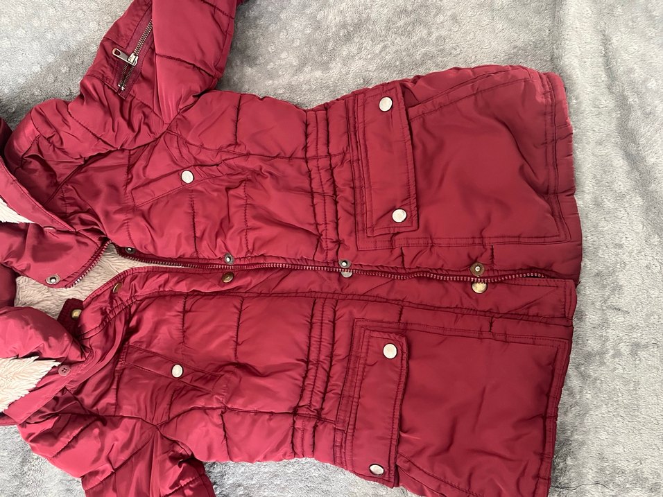 Kız Çocuk Bordo Kürklü Kışlık Mont - Görsel 2