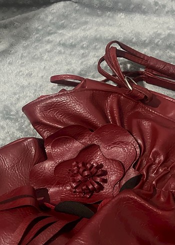 Vintage Bordo Deri Kadın El Çantası - Görsel 2