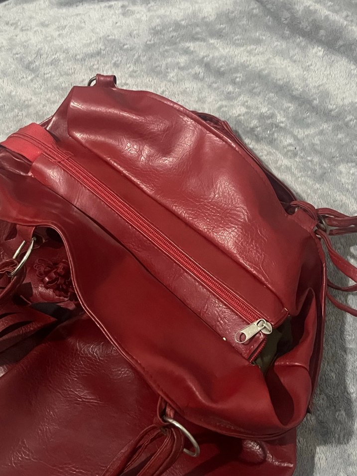 Vintage Bordo Deri Kadın El Çantası - Görsel 3