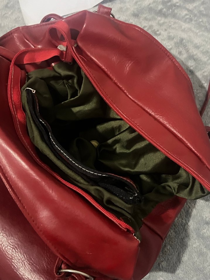 Vintage Bordo Deri Kadın El Çantası - Görsel 4