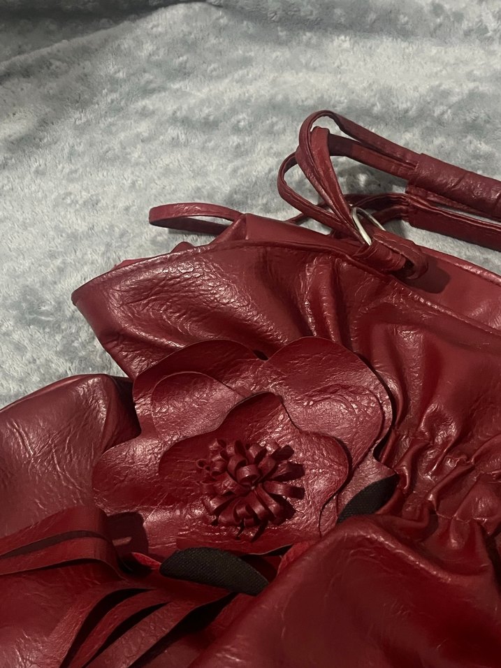 Vintage Bordo Deri Kadın El Çantası - Görsel 2