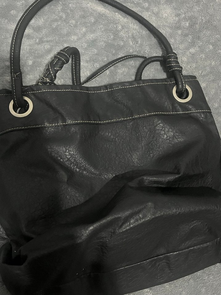 Vintage Klasik Siyah Deri Kadın Çanta - Görsel 4