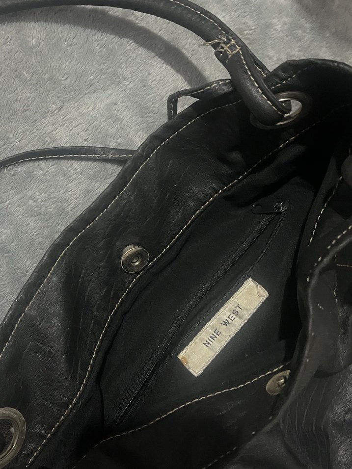 Vintage Klasik Siyah Deri Kadın Çanta - Görsel 3