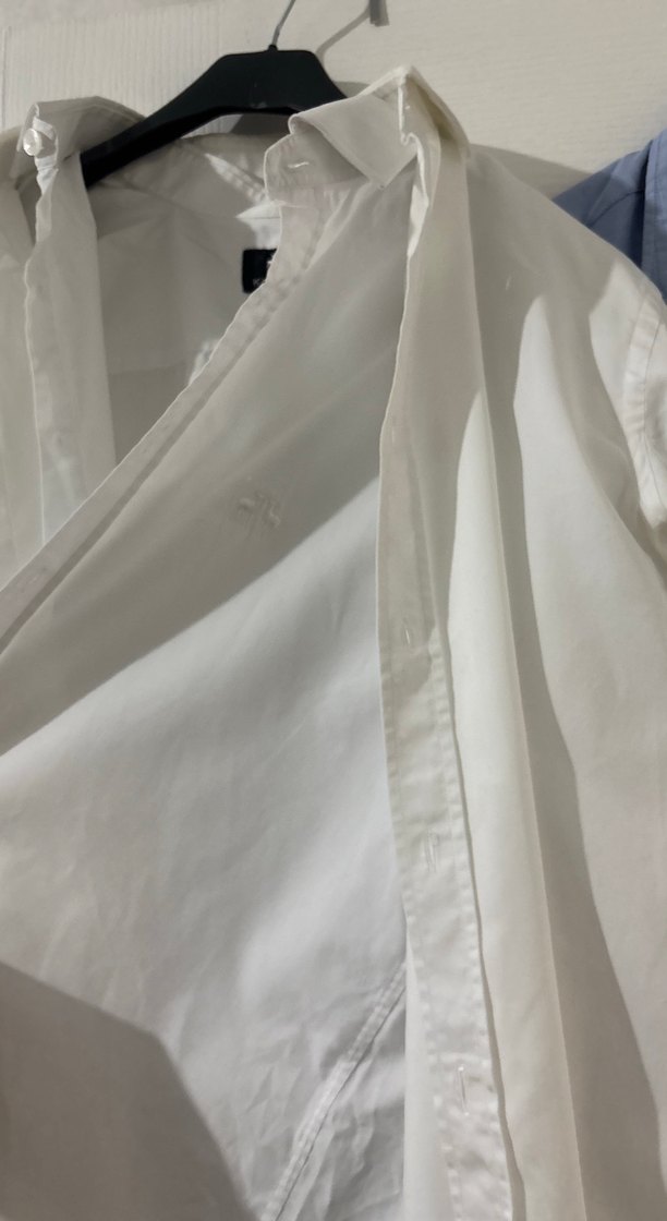 Beyaz Pamuklu Erkek Gömlek, Uzun Kollu - Görsel 5