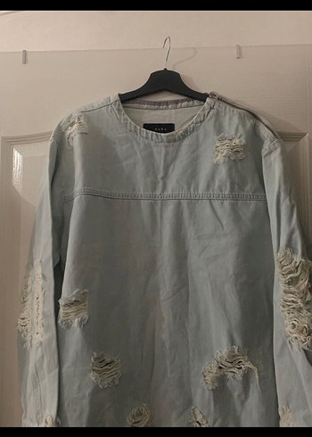 Kadın Mavi Salaş Denim Ceket - Görsel 4