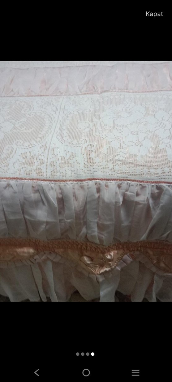 İşlemeli Beyaz Pastel Yatak Örtüsü - Görsel 4