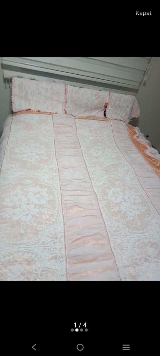 Nakışlı Beyaz Pastel Yatak Örtüsü - Görsel 4
