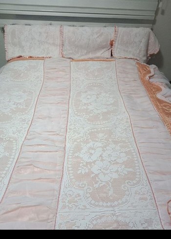 Nakışlı Pastel Beyaz Yatak Örtüsü - Görsel 4