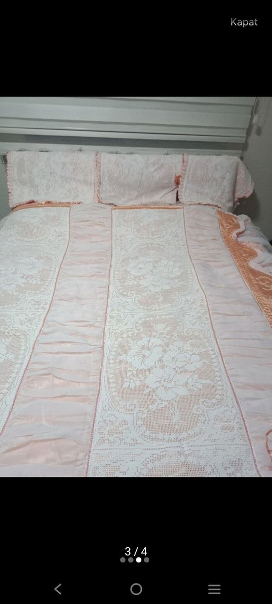 Nakışlı Pastel Beyaz Yatak Örtüsü - Görsel 4