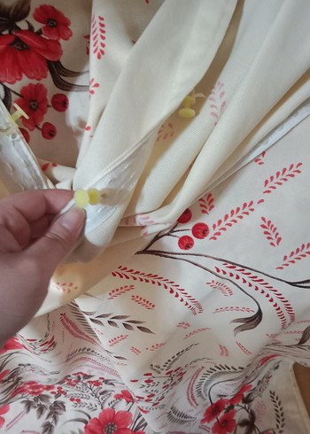 Beyaz Gri Çiçek Desenli Konvansiyonel Perde - Görsel 4