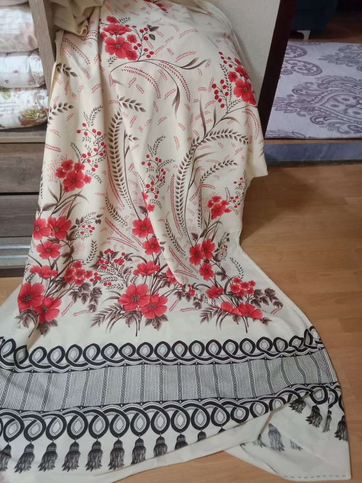 Beyaz Gri Çiçek Desenli Konvansiyonel Perde - Görsel 2