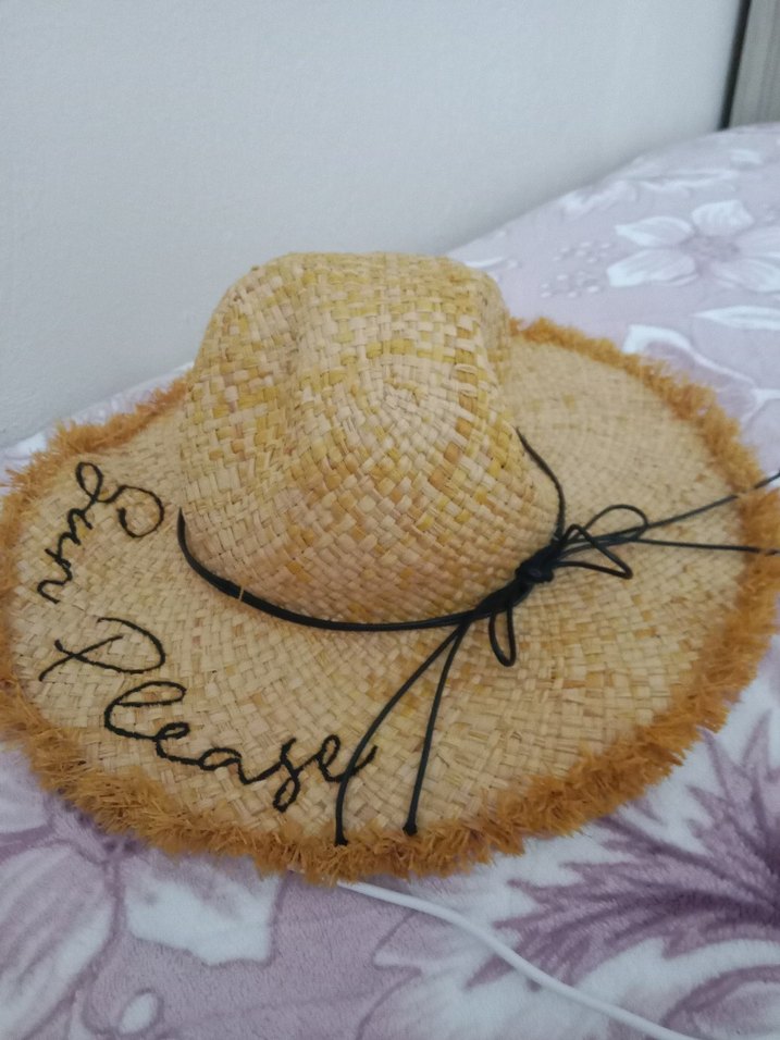 Bej Fırfırlı Bohem Kadın Hasır Şapka - Görsel 3