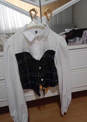 Düğmeli Beyaz Pamuklu Mini Gömlek - Görsel 2