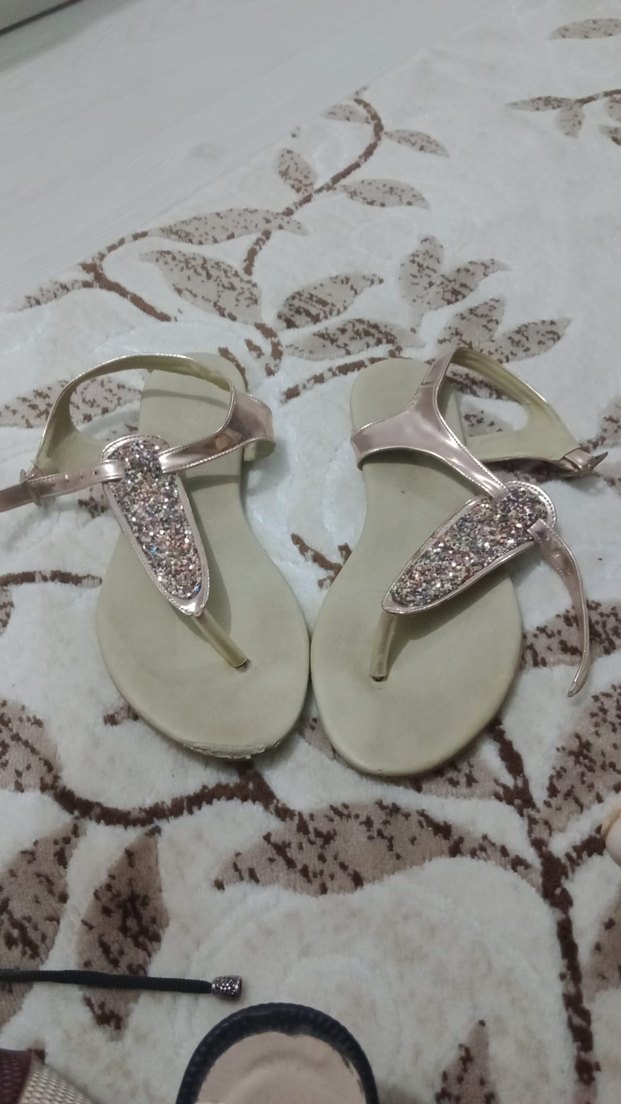 Bej Nakışlı Bohem Kadın Dolgu Topuklu Sandalet - Görsel 2