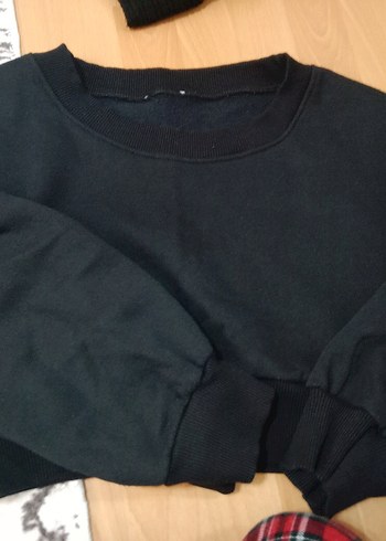 Siyah Kadın Oversize Sweatshirt - Görsel 2