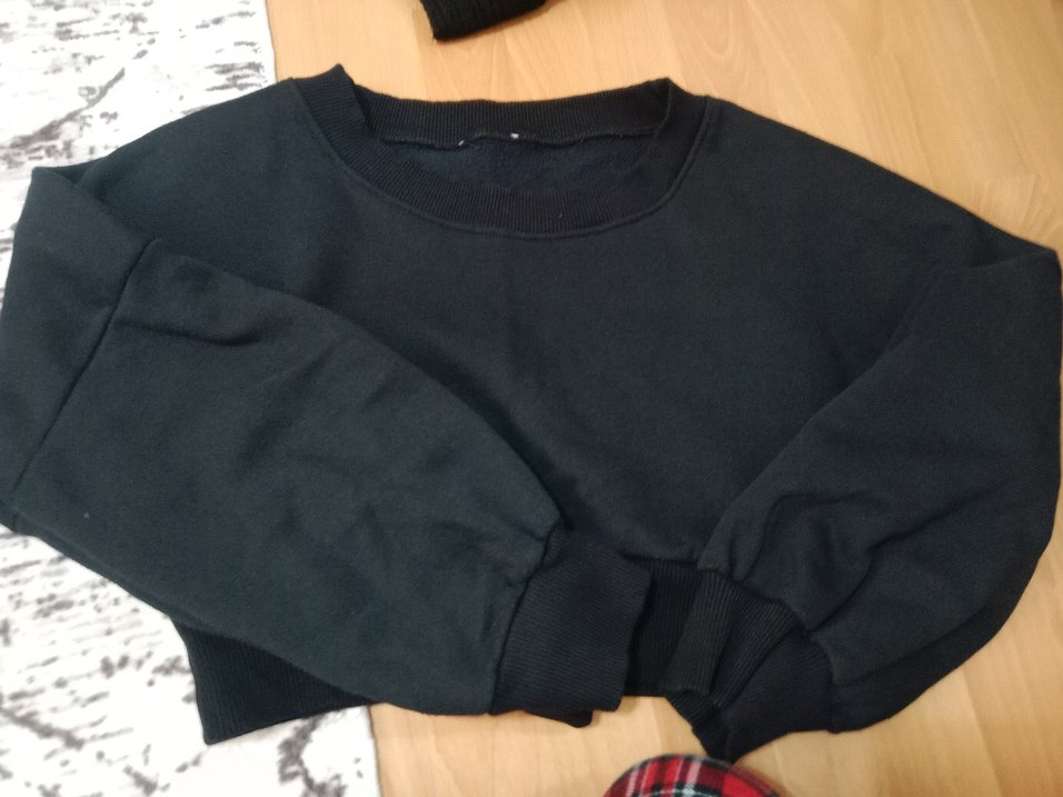 Siyah Kadın Oversize Sweatshirt - Görsel 2