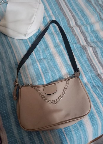 Bej Zincir Detaylı Deri Kadın Çanta - Görsel 2