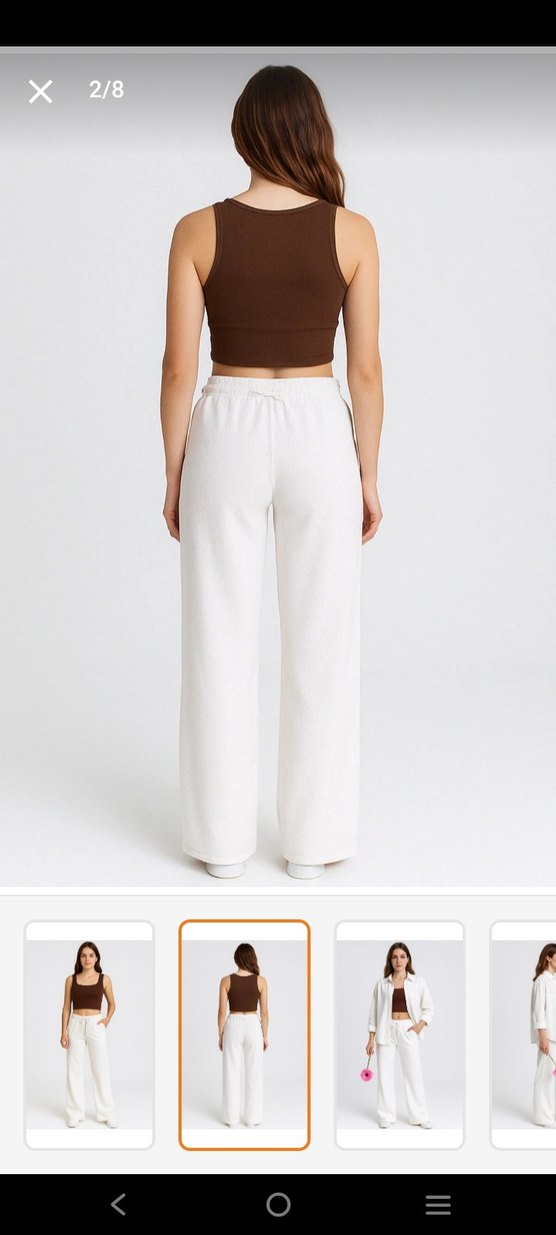 Bej Kadın Rahat Kesim Kumaş Pantolon - Görsel 2