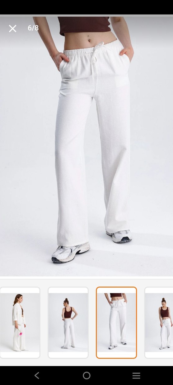 Bej Kadın Rahat Kesim Kumaş Pantolon - Görsel 3