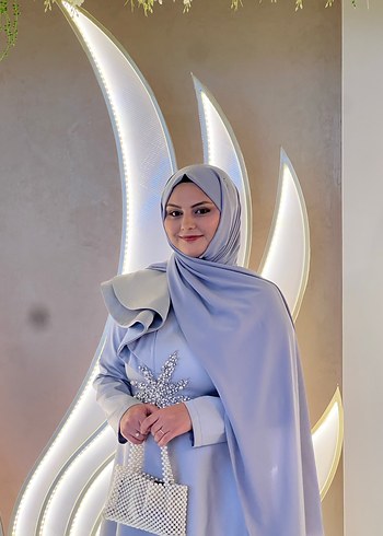 Taş detaylı tesettür abiye