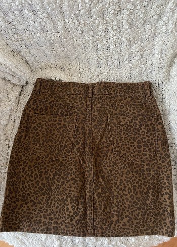 Diğer Kahverengi Leopar Desenli Mini Etek