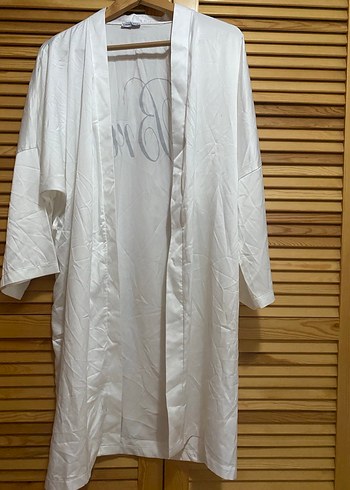 Baskılı Beyaz Midi Kadın Sabahlık - Görsel 2