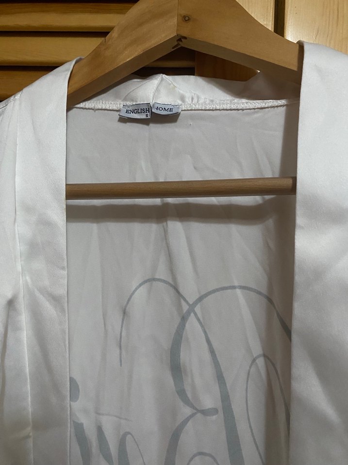 Baskılı Beyaz Midi Kadın Sabahlık - Görsel 3