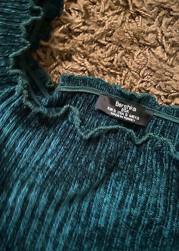 Kadın Yeşil Örgü Crop Kazak - Görsel 2