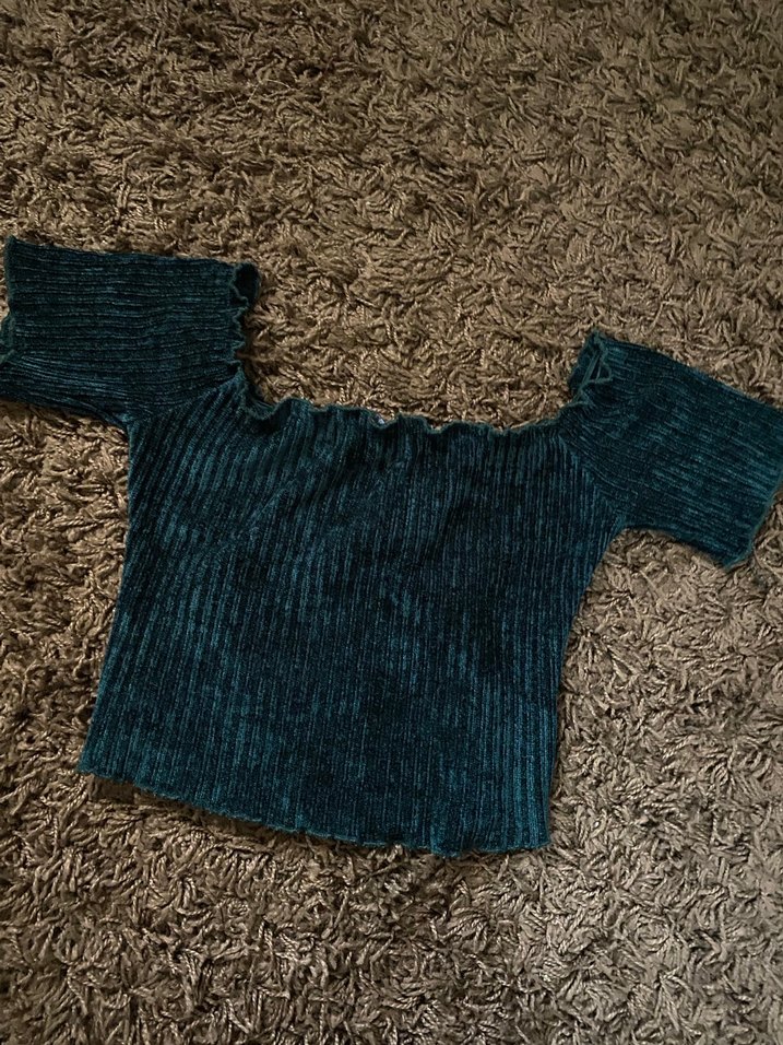 Kadın Yeşil Örgü Crop Kazak - Görsel 3