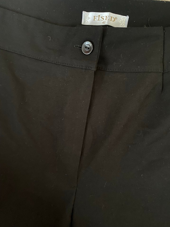 Siyah Midi Kadın Kumaş Pantolon - Görsel 2