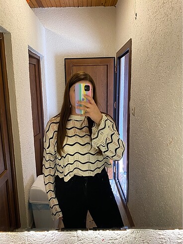 xl Beden beyaz Renk Delikli crop bluz